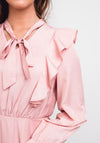 Jovonna Frill Trim A-Line Midi Dress, Pink