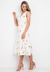 Jovonna Pineapple Print Wrap Midi Dress, White