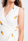 Jovonna Pineapple Print Wrap Midi Dress, White