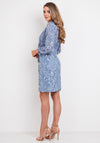 Jovonna Blossom Print Wrap Bodice Dress, Blue