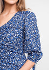 Jovonna Floral Ruched Midi Dress, Blue