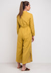 Jovonna Linen & Cotton Cropped Jumpsuit, Mustard