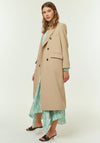 Jovonna Fluid Double Breasted Long Coat, Beige