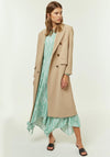 Jovonna Fluid Double Breasted Long Coat, Beige