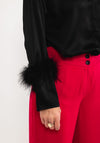 Jovonna Vik Feather Cuff Shirt, Black