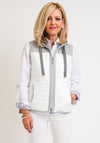Just White Hooded Quilted Gilet, White & Grey