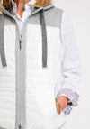 Just White Hooded Quilted Gilet, White & Grey