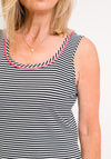 Just White Stripe Tank Top, Black Multi