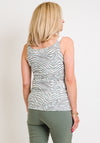 Just White Zebra Print Vest Top, Green Multi