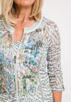 Just White Zebra Print Sheer Jacket, Green Multi