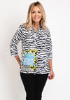 Just White Zebra Print Shirt, Black & White