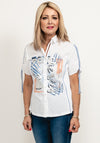 Just White Tie Sleeve Print Shirt, White Multi
