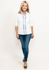 Just White Stripe Trim Placket Shirt, White
