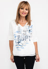 Just White Rhinestone & Print T-Shirt, White & Blue