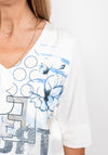 Just White Rhinestone & Print T-Shirt, White & Blue