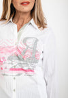 Just White Crinkle Look Print Shirt, White & Pink