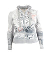 Just White Artistic Print Light Jacket, Grey & Pink