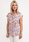 Just White Paisley Print Top, Orange Multi