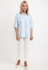 Just White Striped Oversized Striped Tunic Shirt, Blue