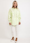Just White Striped Oversized Striped Shirt, Green