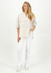 Just White Striped Oversized Striped Tunic Shirt, Beige
