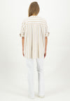 Just White Striped Oversized Striped Tunic Shirt, Beige