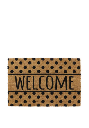 JVL Coir Welcome Spotty Doormat, 40x60cm