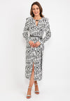 Kameya Dome Waist Print Maxi Dress, Black & White