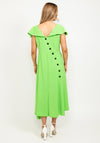 Kameya Button Back Folded Neck Midi Dress, Green