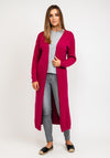 Kate & Pippa Monza Long line Open One Size Cardigan, Deep Pink