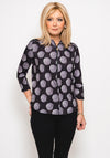 Kate & Pippa Spot Print Half Zip Top, Black