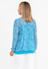 Kate & Pippa Bella Chiffon Print Band Hem Top, Blue