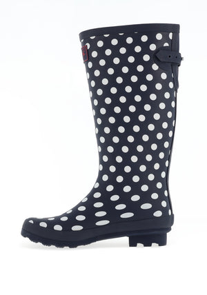 Kate Appleby Rainy High Polka Dot Wellies, Navy