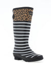 Kate Appleby Rainy High Striped Wellies, Black