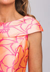Kate Cooper Floral Flared Dip Hem Dress, Orange
