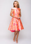 Kate Cooper Floral Flared Dip Hem Dress, Orange