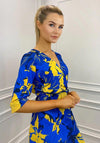Kate & Pippa Boho Panel End Printed Midi Dress, Blue & Yellow