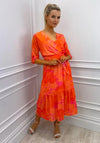 Kate & Pippa Boho Tropical Print Midi Dress, Orange & Pink
