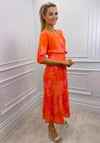 Kate & Pippa Boho Tropical Print Midi Dress, Orange & Pink