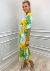 Kate & Pippa Boho Panel End Printed Midi Dress, Yellow & Green