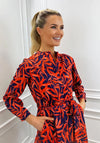 Kate & Pippa Capri Shirt Midi Dress, Orange & Navy