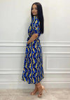 Kate & Pippa Capri Swirl & Dot Print Midi Dress, Blue & Yellow