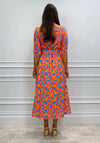 Kate & Pippa Capri Swirl Dot Print Midi Dress, Orange Azure