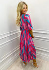 Kate & Pippa Positano Print Midi Dress, Pink & Aqua