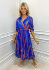 Kate & Pippa Positano Print Midi Dress, Blue & Orange