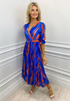 Kate & Pippa Positano Print Midi Dress, Blue & Orange