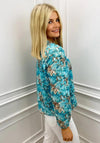 Kate & Pippa Band Hem Printed Top, Teal Multi