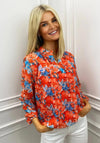 Kate & Pippa Band Hem Printed Top, Orange Multi