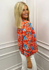 Kate & Pippa Band Hem Printed Top, Orange Multi