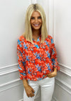 Kate & Pippa Band Hem Printed Top, Orange Multi